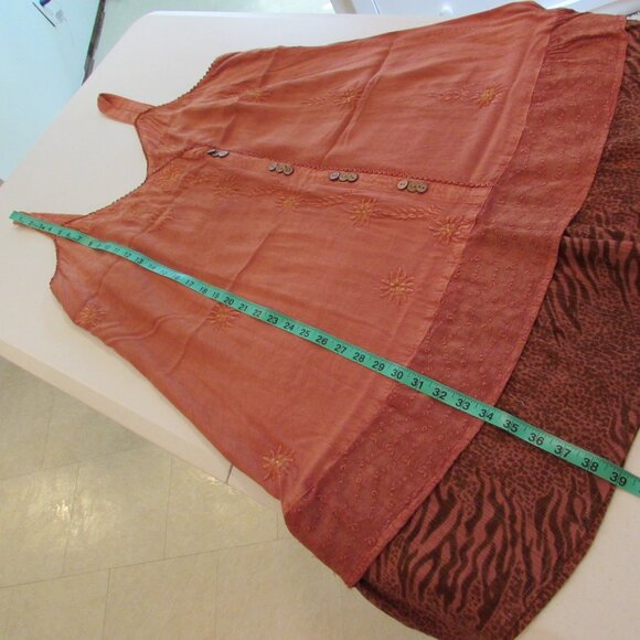 Raya Sun Orange Big Cat Print Embroidered Sun Dress 3X - Picture 15 of 16